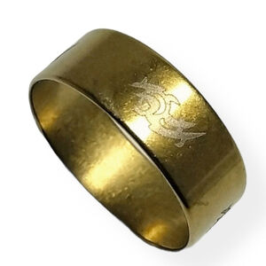 (8) Double Dragon Gold Tone Stainless Steel Fashion Ring or Wedding Band